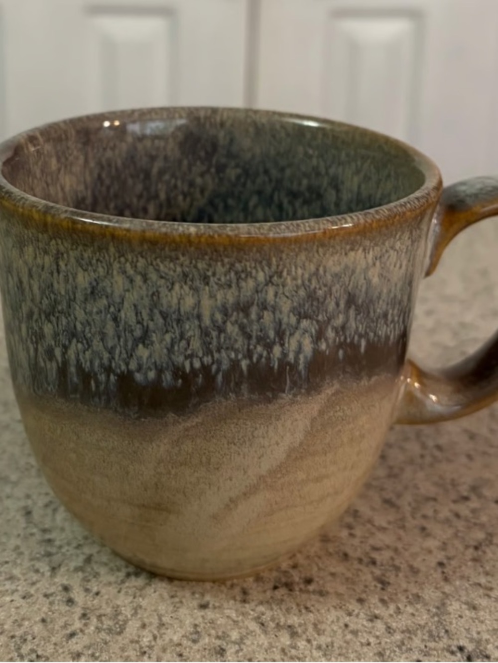 Stoneware Glazed Ceramic Coffee Mug in Brown and Green